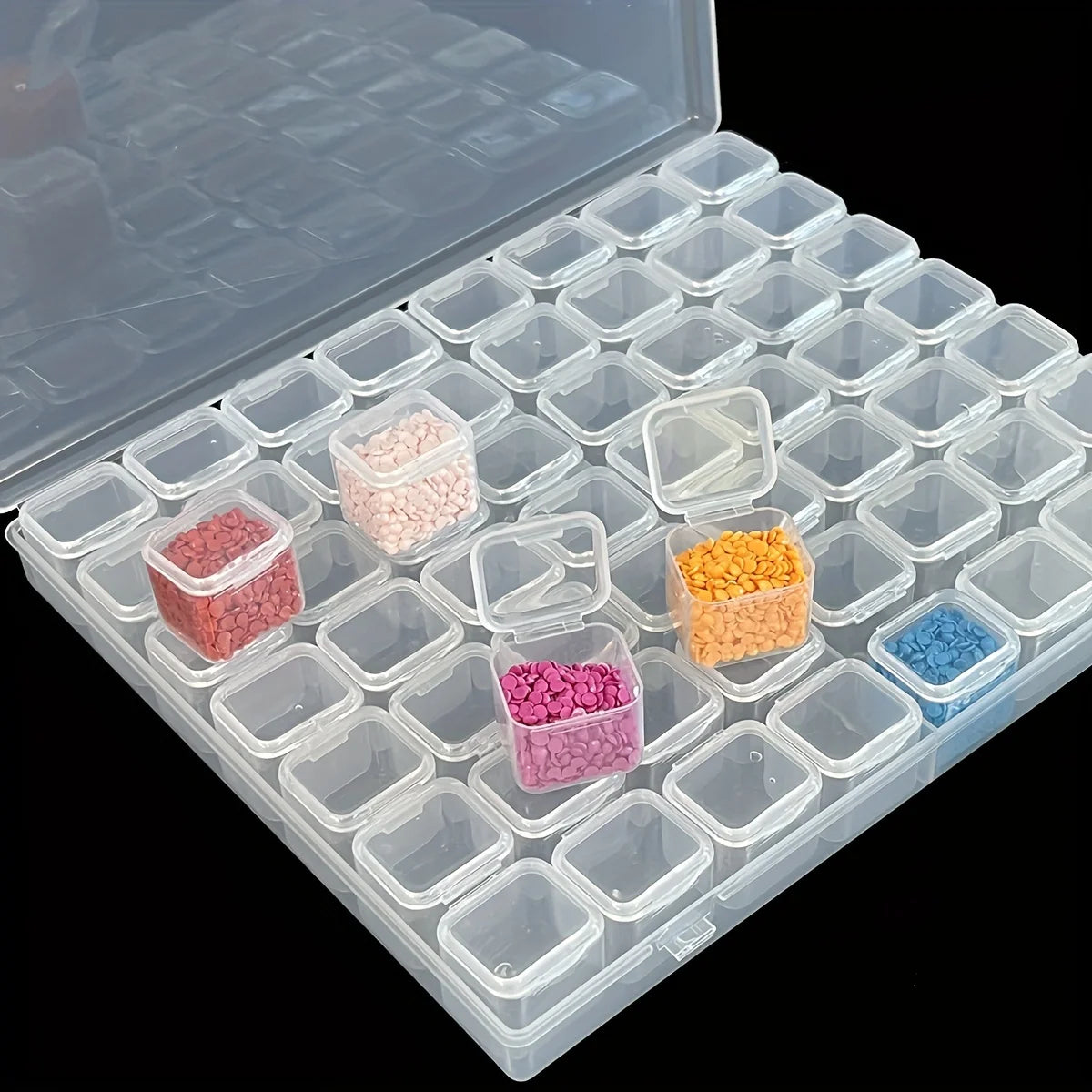 28/56-Grid Craft Storage Organizer Box - Portable, Bead Container for DIY Supplies & Sewing Storage with Independent Compartm