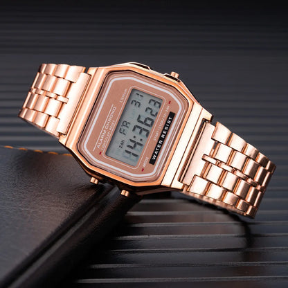 Luxury LED Digital Watch for Men Stainless Steel Men's Electronic Wristwatch Simple Business Gold Sliver Mens Watch Reloj Hom