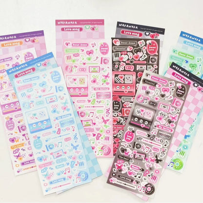 SCRAPBOOK Music Decorative STICKER Korean DIY Phone Luggage Motorcycle Laptop Flakes Idol Card Deco Sticker