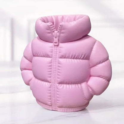 3D Puffer Jacket Shape Pen Holders,Cute Creative Stand-Up Storage Pen Pouch for Desk & Office - 1PC-Pink