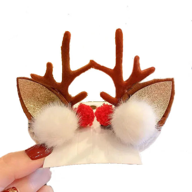Cute1Pair Deer Antler Hair Clip Children Featival Decoration Headwear Accessories Best Friend Girls Gifts Head Hairpin Trinke