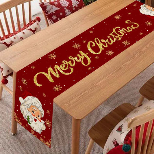 Red Santa Claus Christmas Table Runner Christmas Decoration for Home 2025 Xmas Party Table Cover Decor Navidad New Year 2026