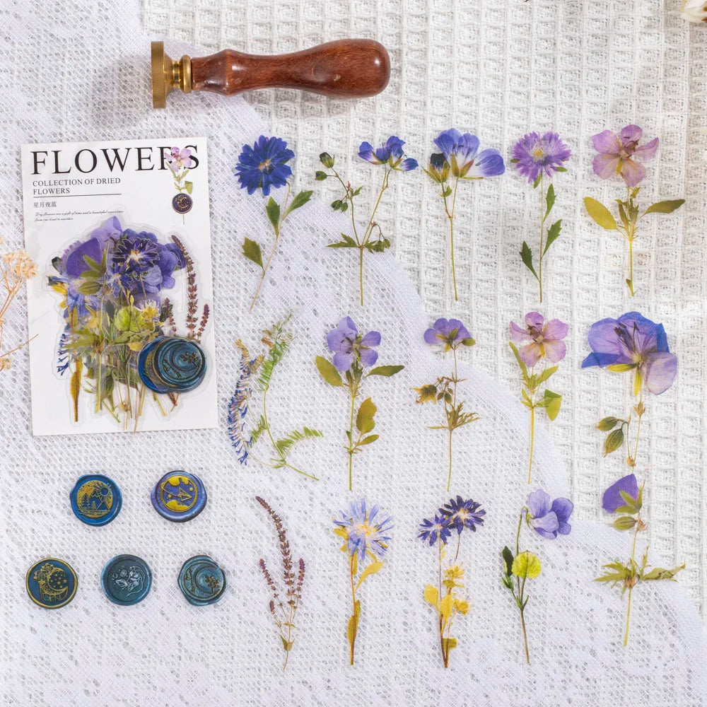 40 pcs/pack Vintage Dried flower Leaf specimen Stickers aesthetic Creativity Decor Junk Journal Scrapbooking Material Supplie