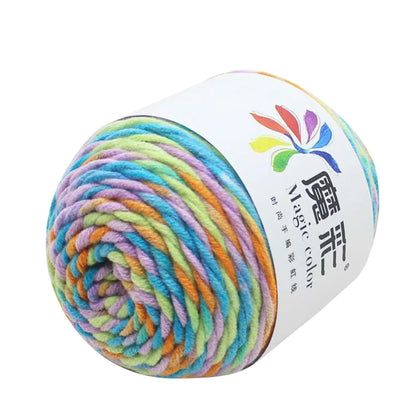 Crochet Yarn Rainbow, Soft Cotton Knitting Wool, 5 Strands Yarn for Sweaters, DIY Scarves, Hand-Knitted Crafts, Vibrant Yarn 