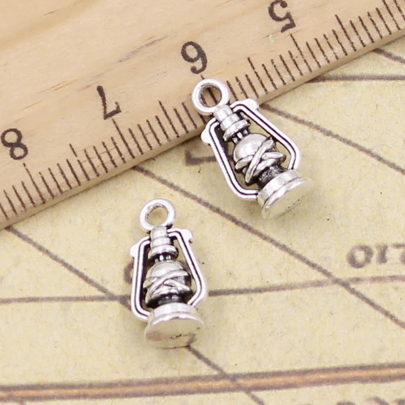 20pcs Charms Ancient Oil Lamp 16x8x6mm Tibetan Bronze Silver Color Pendants Antique Jewelry Making DIY Handmade Craft