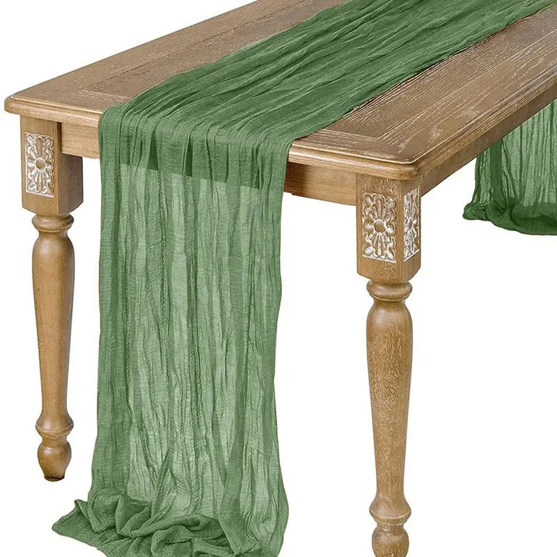 Semi-Sheer Gauze Table Runner Sage Cheesecloth Table Setting Dining Vintage Wedding Decoration Banquets Arches Retro Boho Dec