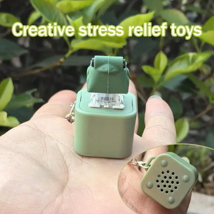 Croaking Frog Fidget Toy Keychain Rechargeable Frog Keychain with Sound & LED Lights, Funny Frog Keyboard Clicker Stress Reli