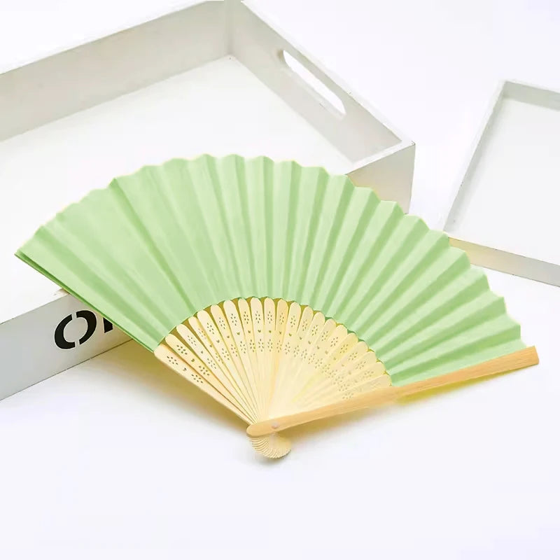 Hand Held Fan Paper Folding Fan Party Decorative New Fashionable Simple Decorative Blank Folding Fans Candy Colored Can DIY -