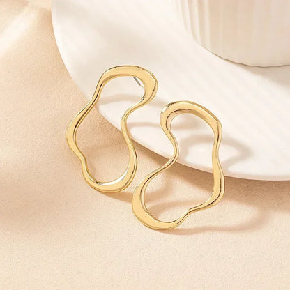 Vintage Geometry Irregular Eardrop Personality Asymmetry Dripping Oil Earrings for Women Fashion Daily Commuting Jewelry Gift