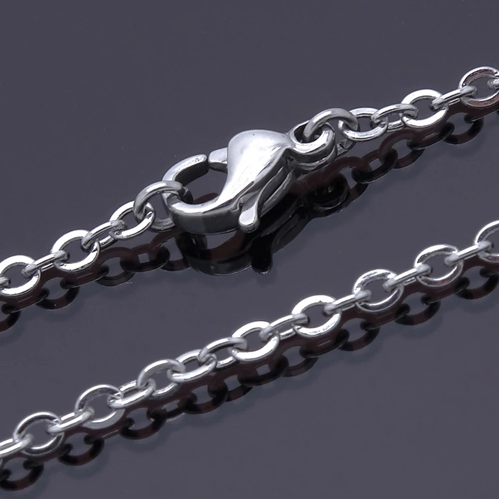 Men Women Jewerly 1mm 16" 18" 20" 22" 24" Inches Links Chain Fashion Necklace Stainless Steel Necklace Classic Pop Rolo Chain