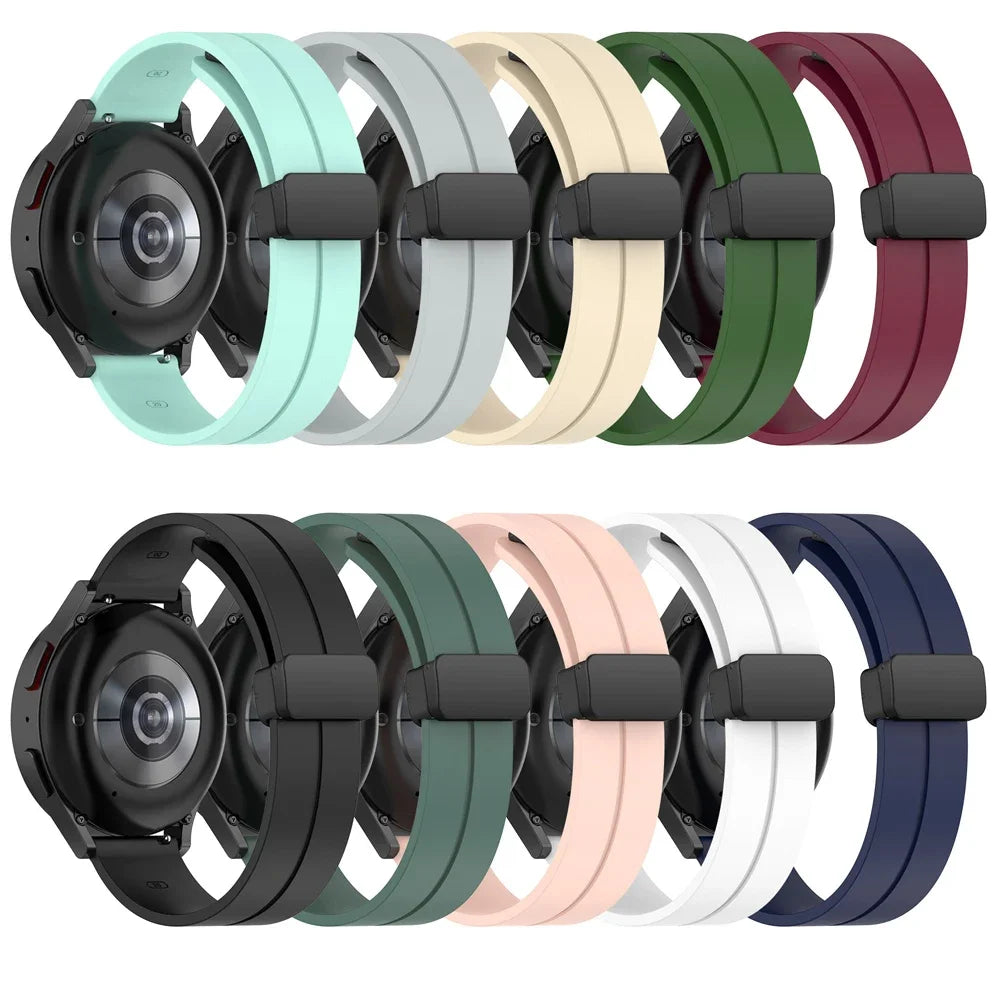 20mm 22mm Strap For Samsung Galaxy watch 6/4/5 pro/classic/gear s3/active 2 Sport Silicone Magnetic Buckle Huawei GT 2 2e 3 b