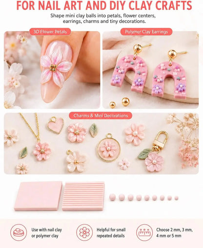 4PCS 3D Print Clay Gel Ball Maker Tool, Nail Art Bead Roller for 3D Gel Flowers | Polymer Clay Roller 2mm 3mm 4mm 5mm
