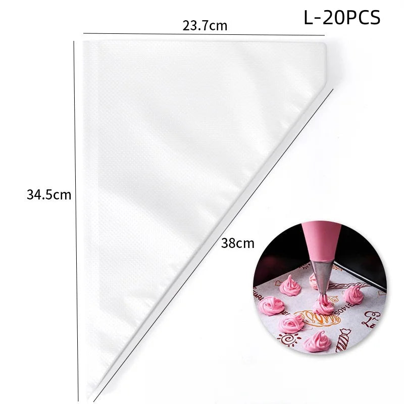 100/50/20pcs Disposable Piping Bag Pastry s Icing Fondant Cake Cream for Decorating Pastries Cakes Baking Tools - L 20PCS