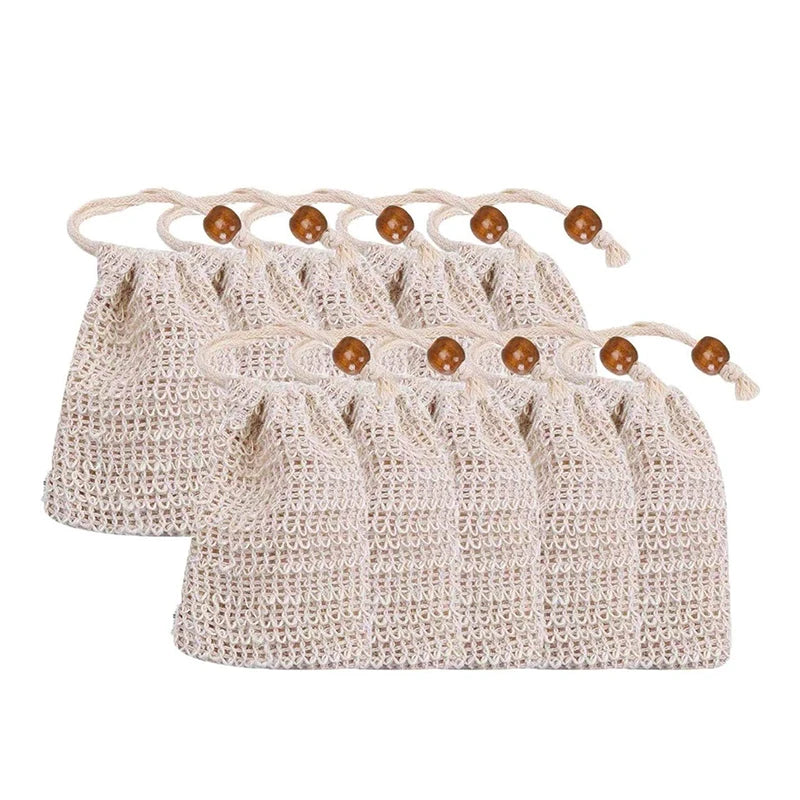 5-50pcs Natural Sisal Soap Bags Shower Bath Exfoliating Soap Saver Pouch Holder for Bath & Shower Use Soap Packaging Mesh Bag