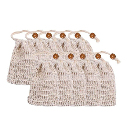5-50pcs Natural Sisal Soap Bags Shower Bath Exfoliating Soap Saver Pouch Holder for Bath & Shower Use Soap Packaging Mesh Bag