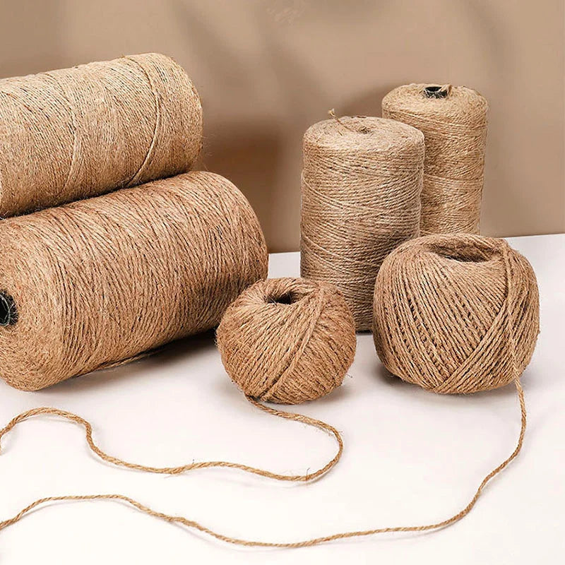 Natural Vintage Jute Rope Twine Roll Sewing Christmas Crafts Jute Cord Thread Wedding Handmade DIY Party Ribbon Bows Decorati