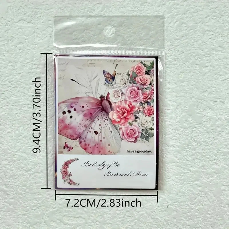 30pcs/Pack Vintage Butterfly PET Stickers DIY Decorative Junk Journal Stickers For Scrapbook Label Diary Album Planner