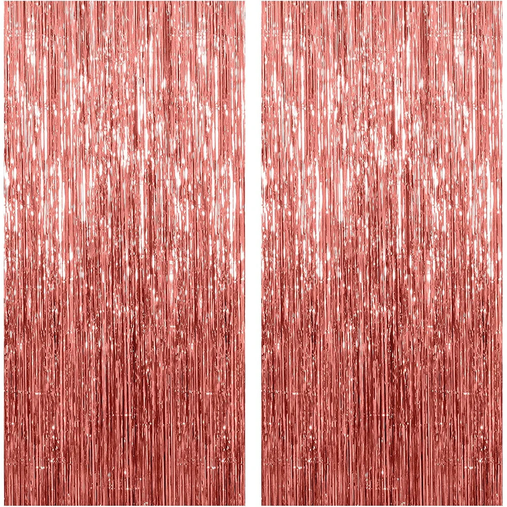 2Packs 1x2m Red Black Foil Curtain Backdrop Black Red Tinsel Party Streamer Curtains Wedding Bridal Shower Birthday Decoratio