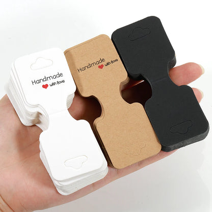 50pcs 9x3.5cm Foldable Kraft Paper Packing Cards for DIY Jewelry Display Holders Handmade Necklace Bracelet Retail Price Tags