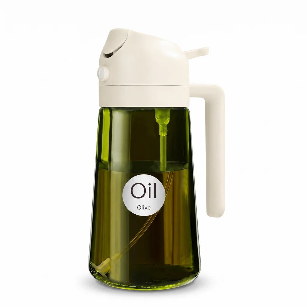 16oz Oil Dispenser Bottle for Kitchen, 2 in 1 Olive Oil Dispenser and Oil Sprayer, 470ml Olive Oil Spray Bottle for Cooking