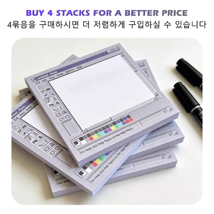 Vintage Computer Drawing Sticky Notes 50 Sheets - Ideal for Artists & Office Use,Durable Adhesive Notes, Sticky Notes for Off
