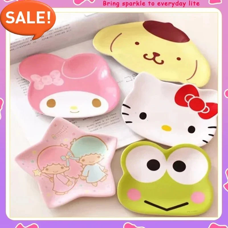 Anime Kawaii Hello Kitty Big Head Plate. Super Cute Plate Is Designed for Girls. It's a Charming Addition to Any Kitchen or H