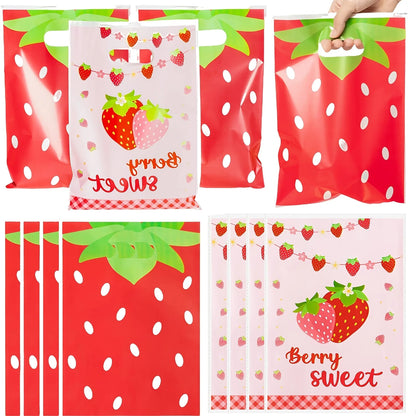 30pcs Strawberry Print Gift Bags Birthday Party Favor Bags Holiday Souvenir Bags