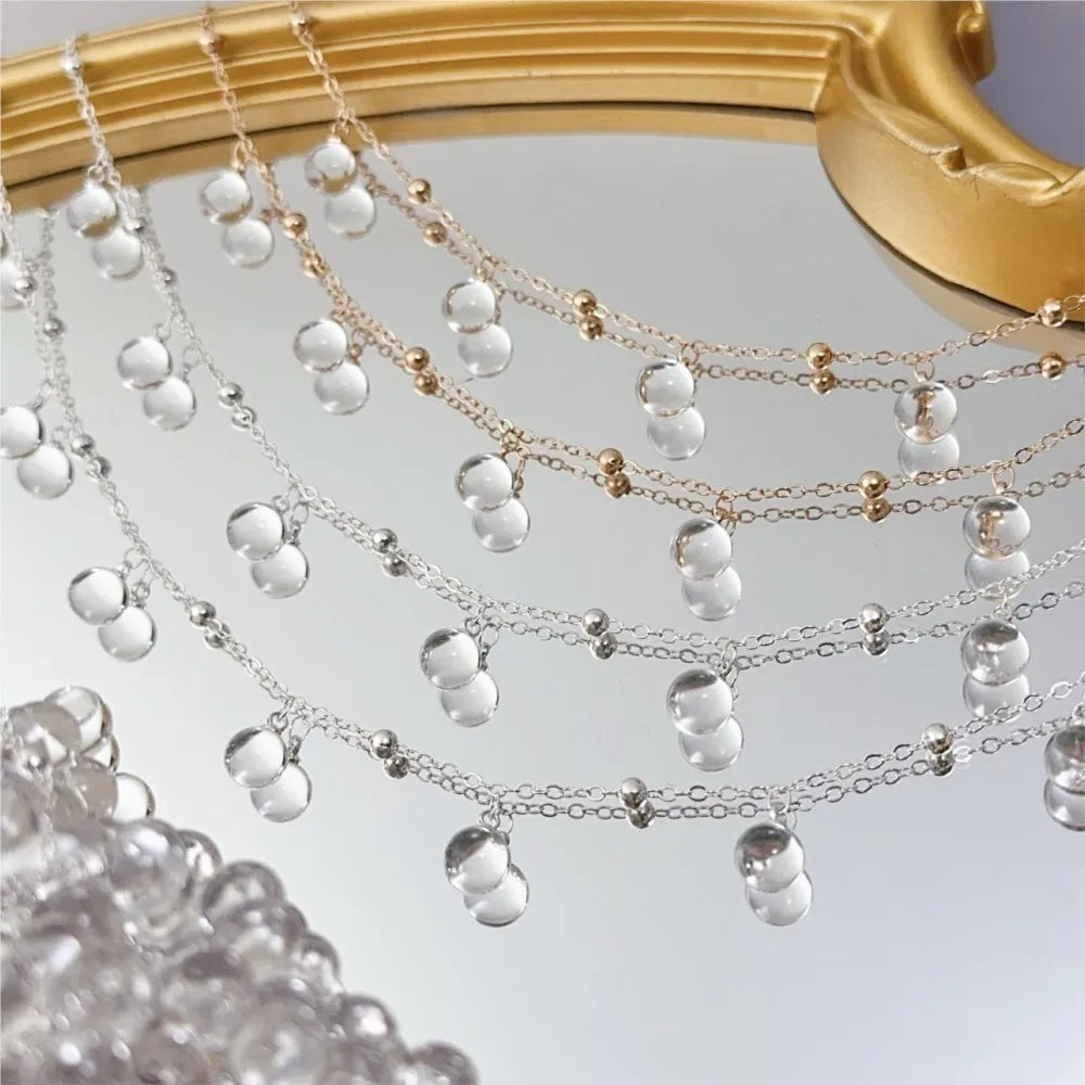 1Meter Transparent Round Glass Beads Chains Crystal Chain DIY Women Necklace Bracelet Fashion Jewelry Making Accessorie Suppl