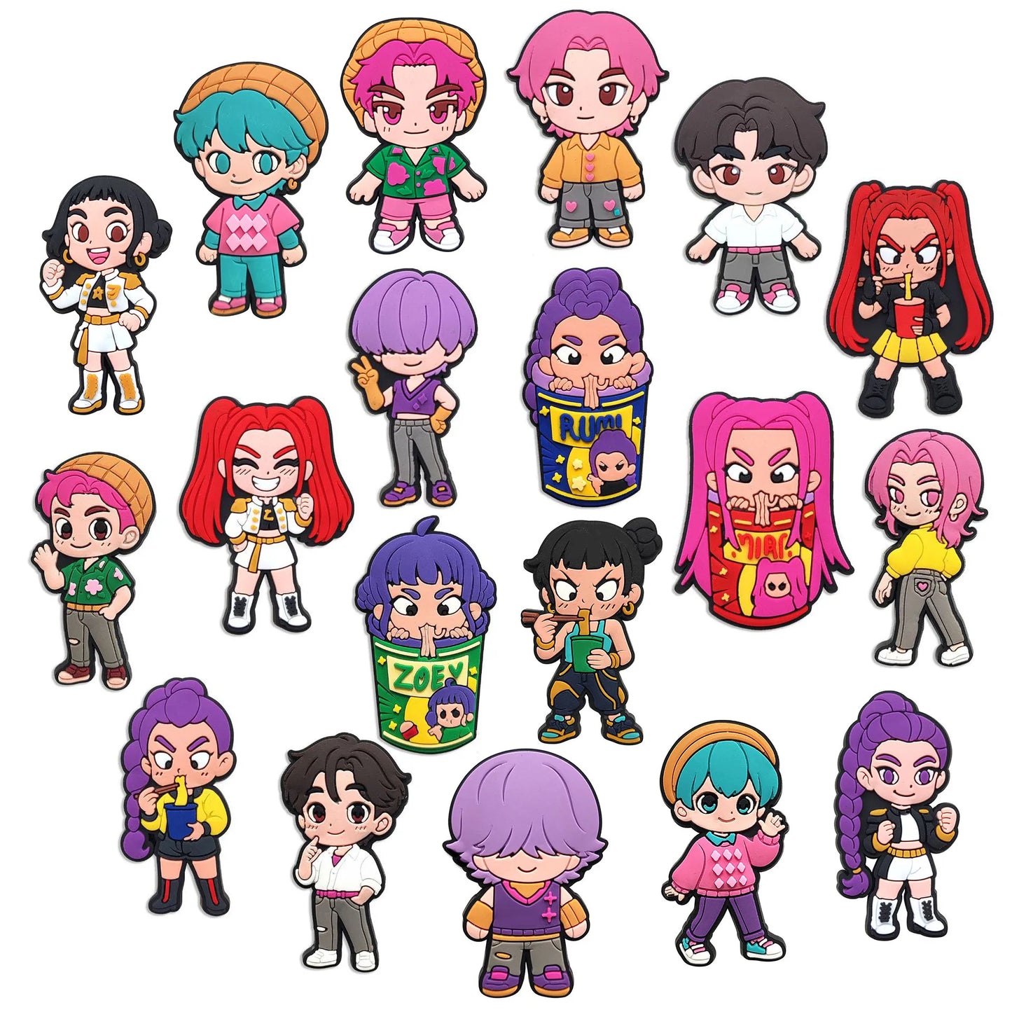 19pcs Korean music Shoe Charms PVC DIY Shoes Decoration Bracelet Wristband Sandal shoe Accessories Buckle for Kids Gifts