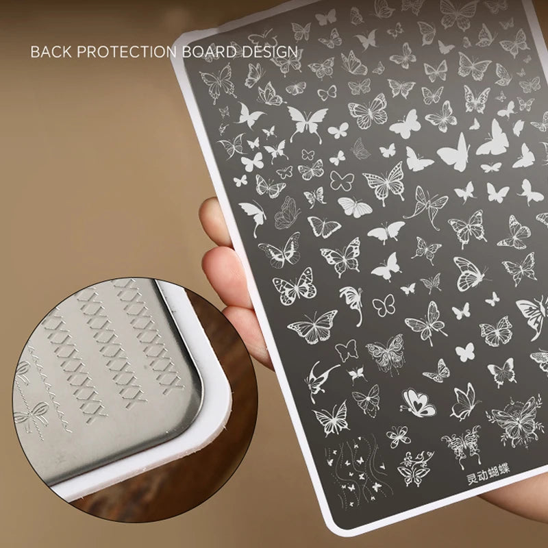 Elegant Grid Nail Stamping Plates 10*15cm Plus Size Plaid Line Stripe Butterfly Flower Design Nail Art Plates DIY Printing To