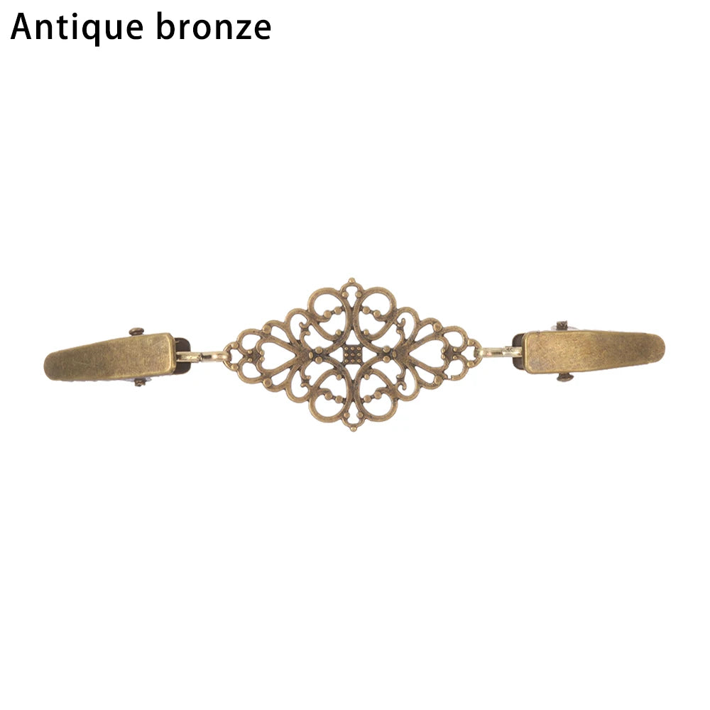 Women Carved Flower Cardigan Sweater Blouse Shawl Clips Shirt Collar Shawl Brooch Retro Duck Clip Clasps Charm Accessories Gi