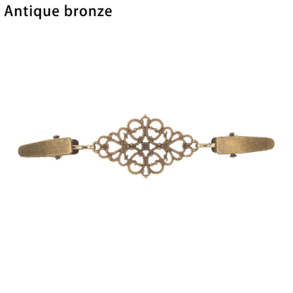 Women Carved Flower Cardigan Sweater Blouse Shawl Clips Shirt Collar Shawl Brooch Retro Duck Clip Clasps Charm Accessories Gi