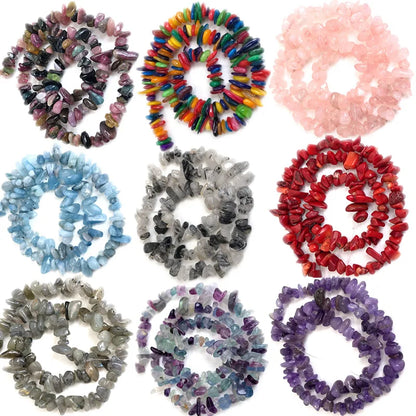 Natural Stone Chips Beads 5-8mm Irregular Gravel Crystal Quartz For Jewelry Making Freeform Beads Diy Necklace Bracelet 15''