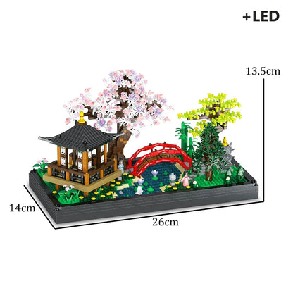 Sakura Tree Micro Blocks with LED Lights - Cherry Blossom Treehouse Model, 3D Romantic Night Glow Decor, Thoughtful Gift for 