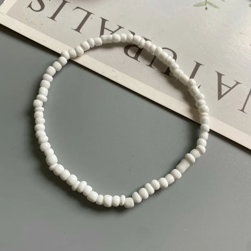 White Anklet for Women Colorful Fashion Girl Tiny Seed Beads Foot Bracelet Yellow Bohemian Anklet Gift Jewelry - G