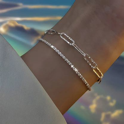 6Pcs 925 Sterling Silver Rhinestone Bracelets for Women Girls Luxury Korean Sparkling Starry Sky Charm Bracelets Party Jewelr