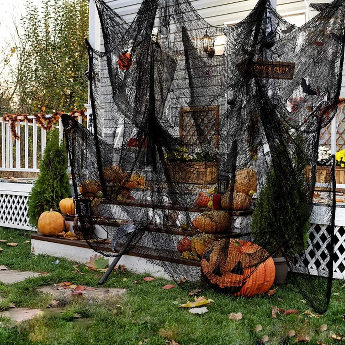 76x183cm Halloween Decorations Black Creepy Gauze Cloth Window Table Door Net Spooky Fancy Dress Party Haunted House Wall Dec