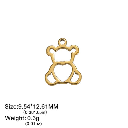 Teamer 5pcs/lot Stainless Steel Charms for Jewelry Making Bear Leaves Stars Pendant Mini Charm Bracelet DIY Accessories Hot S