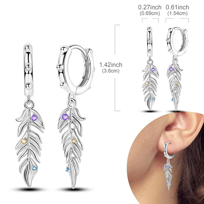 925 Sterling Silver Hoops Earrings Hypoallergenic Hoops Earrings With Zirconia Fashion Jewelry for Women Girls - KTE366