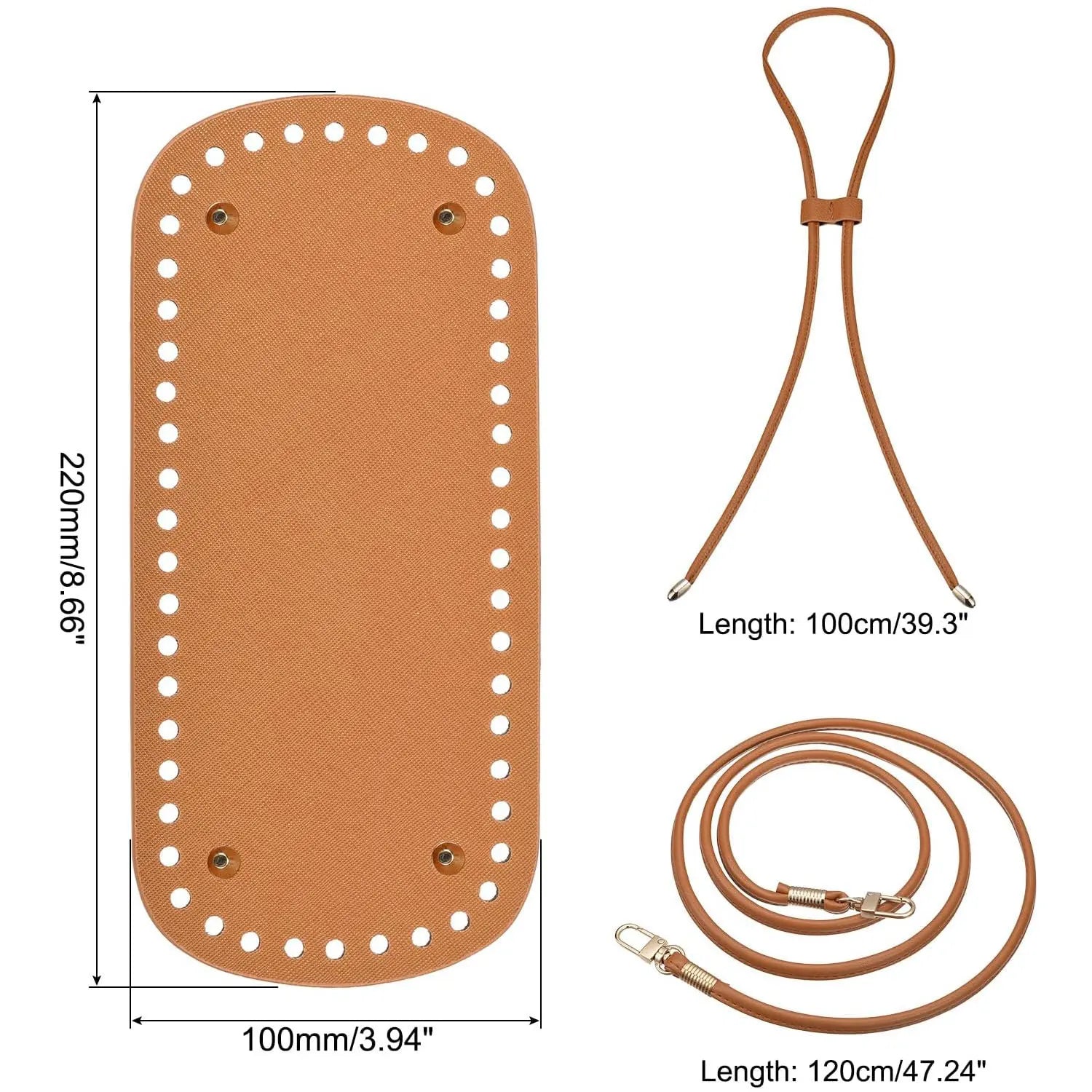 3Pcs DIY Purse Making Kit with Chain PU Leather Bucket Bag Base & Shoulder Strap Crochet Handbag Accessories ﻿