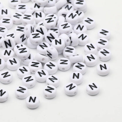 50/100pcs/lot 7x4mm White Round A-Z Alphabet Letter Acrylic Loose Spacer Beads for Jewelry Making Diy Bracelet Accessories