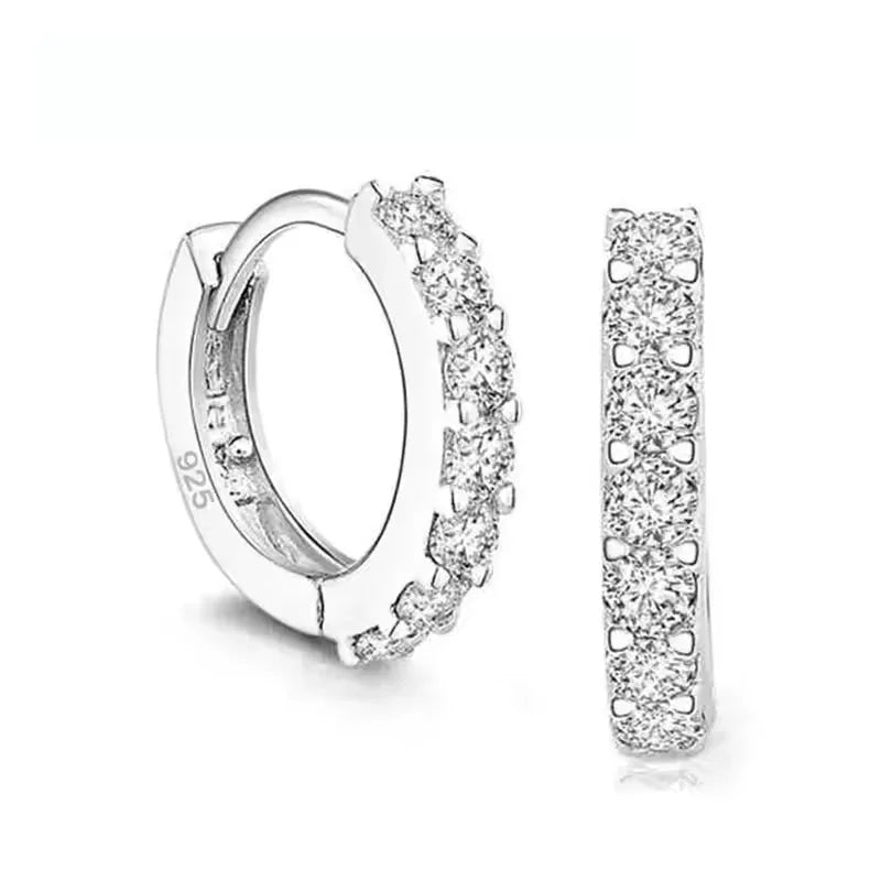 Fast Ship Newest Luxury Romantic Women Jewelry 925 Sterling Silver Plated Rhinestone Crystal Hoop Earrings For Women