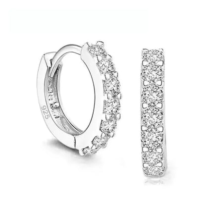 Fast Ship Newest Luxury Romantic Women Jewelry 925 Sterling Silver Plated Rhinestone Crystal Hoop Earrings For Women
