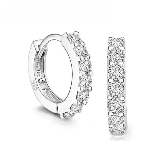 Fast Ship Newest Luxury Romantic Women Jewelry 925 Sterling Silver Plated Rhinestone Crystal Hoop Earrings For Women
