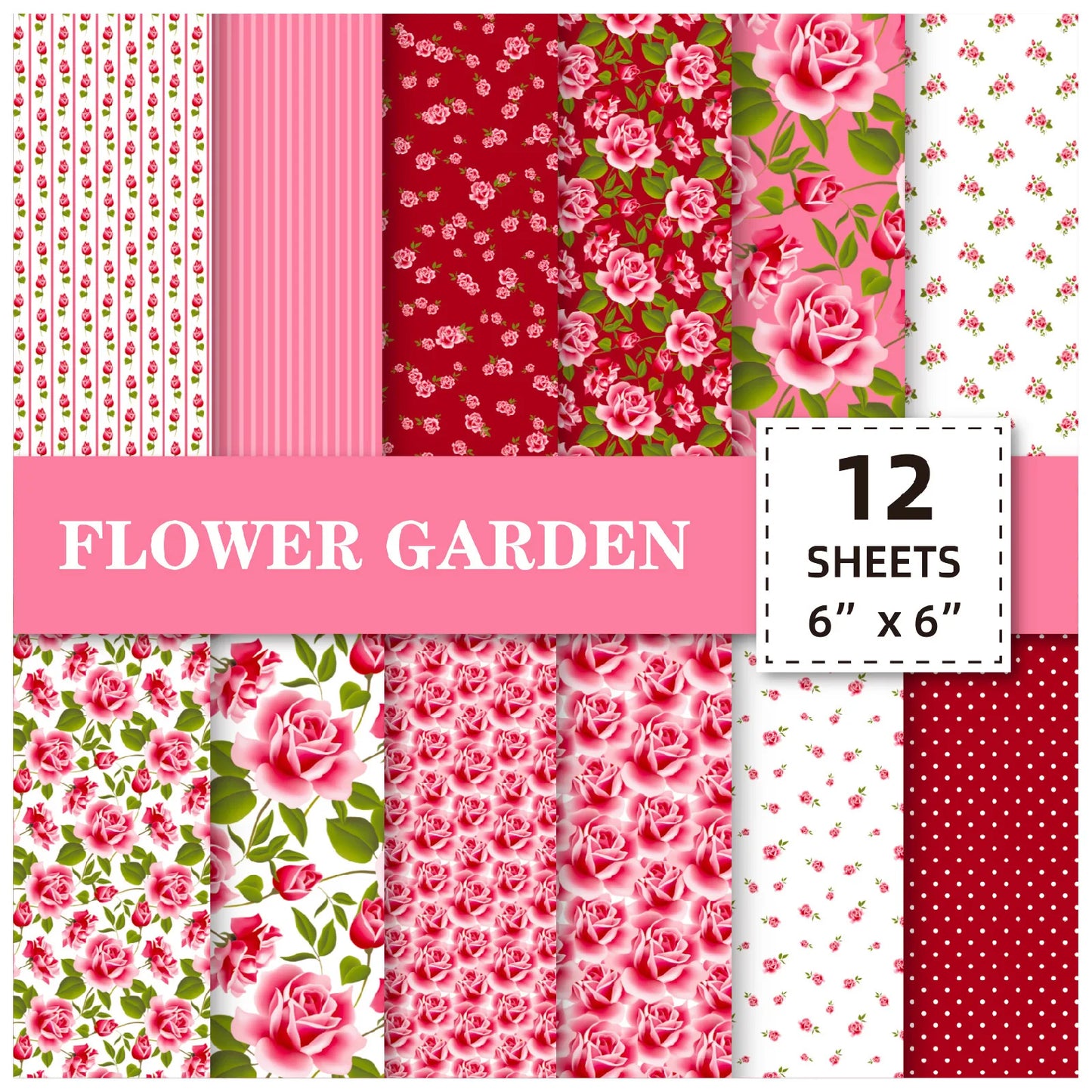 12 Sheet Scrapbooking Paper 15x15cm, Christmas Journal Planner Paper Pad Cardstock Backgrounds Card for DIY Art Craft Decorat