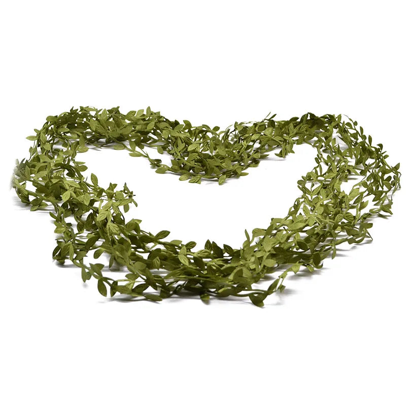 10/20M Silk Leaf-Shaped Handmake Artificial Green Leaves Faux Vines Bathroom Decorative Diy Wreath Accessories Home Decoreati