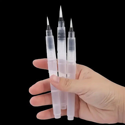 3Pcs Refillable Water Brushes - Fine Tip for Watercolor, Lettering & Calligraphy | Portable Travel Art Supplies - 3pcs
