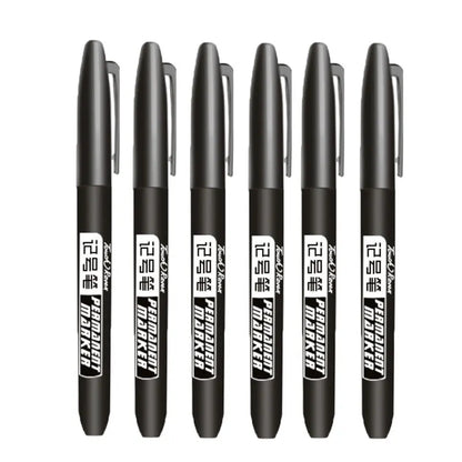 6 PCS Permanent Marker Pen Manga Drawing Markers Black Blue Red Waterproof Ink Sketch Pens Stationery Art School Supplies - 6
