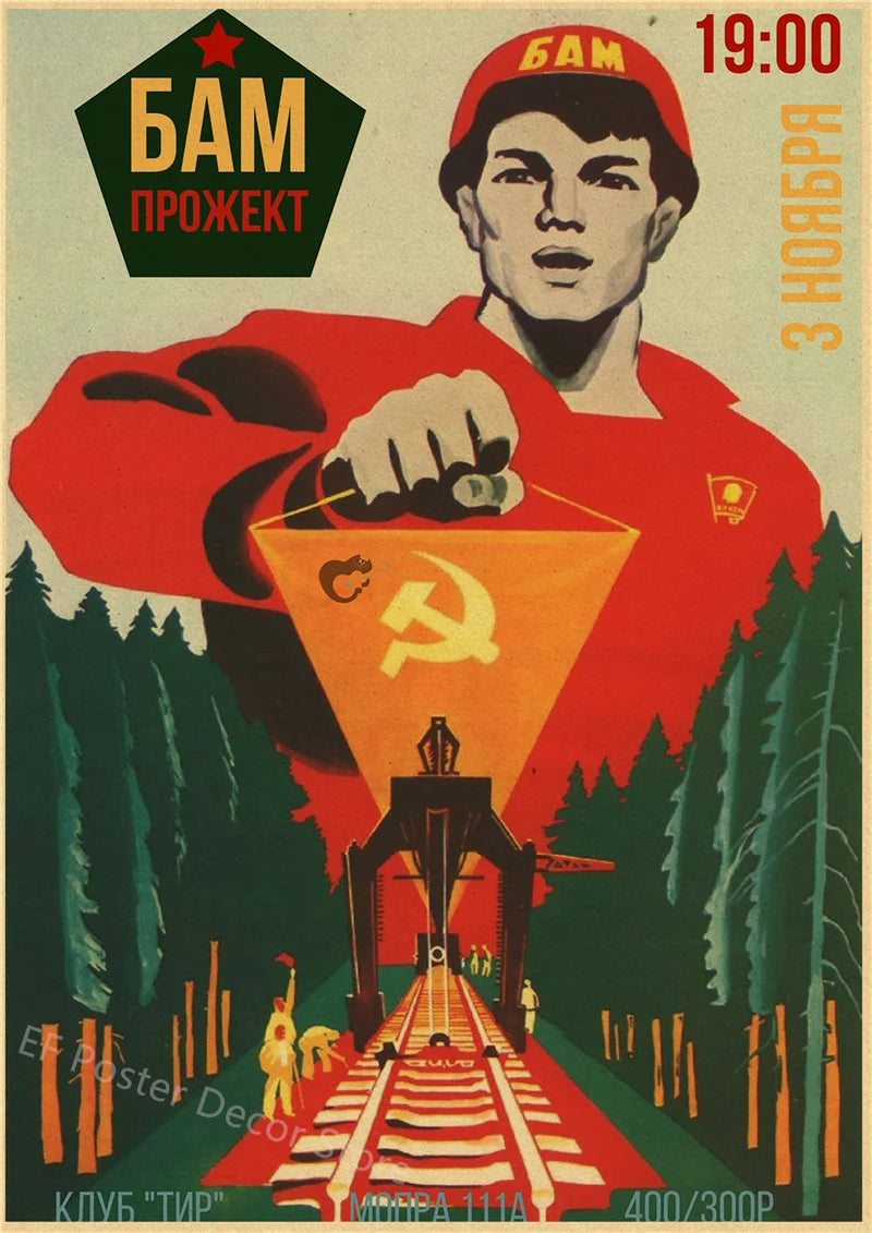 Buy Three Get Four USSR CCCP Russian Stalin Portrait Poster Prints Vintage Home Room Art Wall Decoration Soviet Retro Paintin