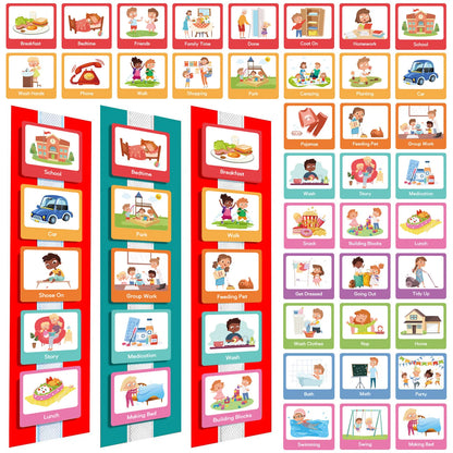 60 Pcs Visual Schedule Visual Wall Planner Daily Routine Chart for Kids Daily Visual Schedule Card Chore Chart Learning Mater